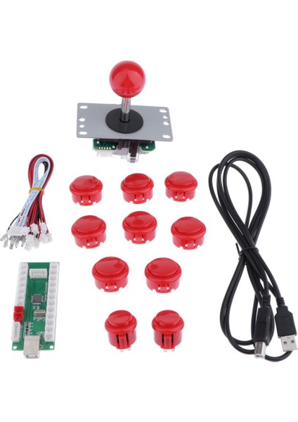 Bilgisayar Rocker Arcade Aksesuarları Arcade Dıy Kit Arcade Joystick 10X Düğme Kırmızı (Yurt Dışından)