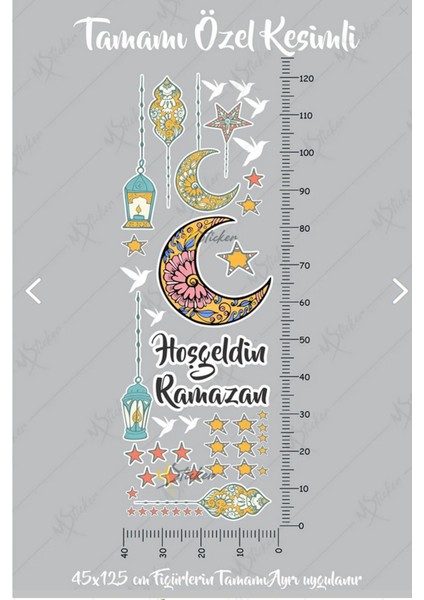 Hoşgeldin Ramazan Sticker Seti Ramazan Kandilleri Hilal ve Yıldız Figürlü-Şeffaf