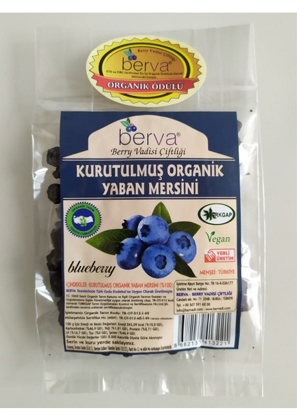 Kurutulmuş Organik Yaban Mersini 50GR