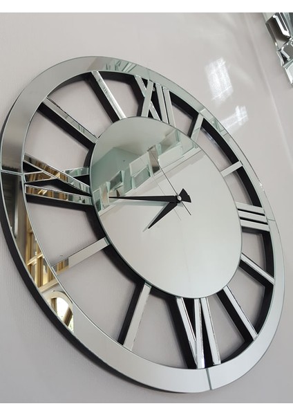 Circle Roma Silver Model Gümüş Renk 60 Cm Dekoratif Aynalı Duvar Saati fiyatları