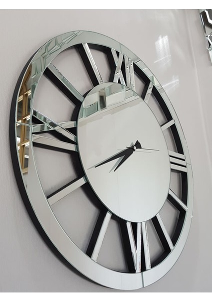 Circle Roma Silver Model Gümüş Renk 60 Cm Dekoratif Aynalı Duvar Saati fırsatları