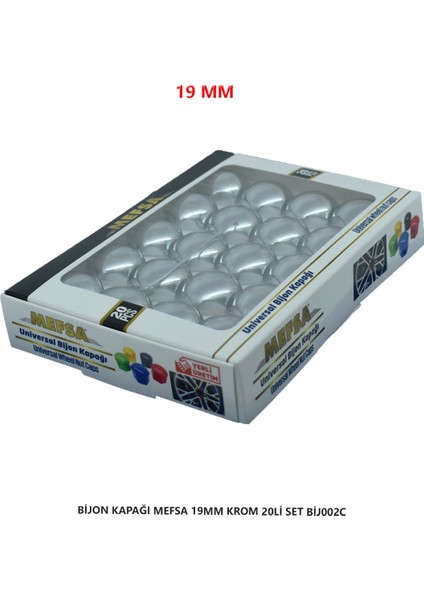 Bijon Kapağı Düz 19 mm Krom 20 Li Set