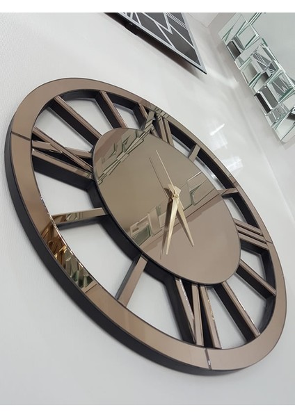 Circle Roma Bronze Model Bronz Renk 60 Cm Dekoratif Aynalı Duvar Saati modelleri