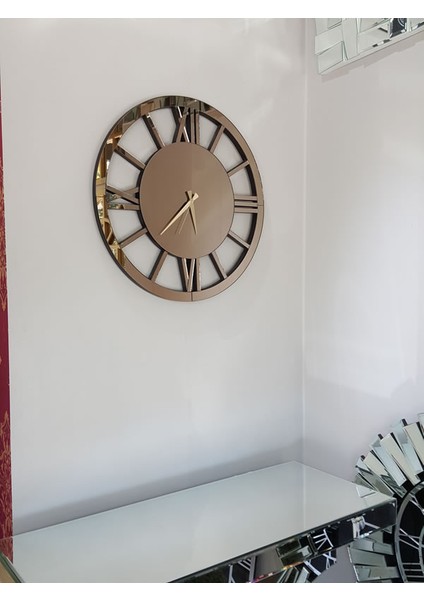 Circle Roma Bronze Model Bronz Renk 60 Cm Dekoratif Aynalı Duvar Saati fırsatları