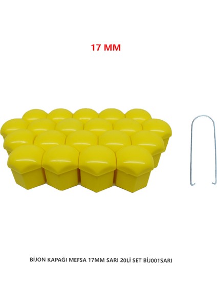 Bijon Kapağı Düz 17 mm Sarı 20 Li Set