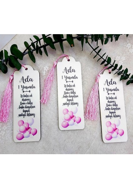 30 Adet Balon Baskılı Doğum Günü Si Kitap Ayracı Ahşap