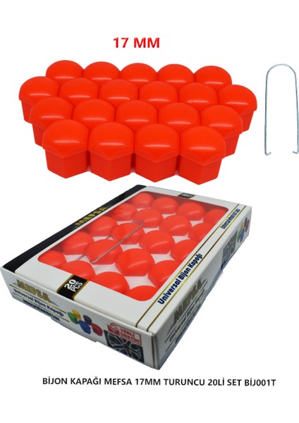 Bijon Kapağı Düz 17 mm Turuncu 20 Li Set