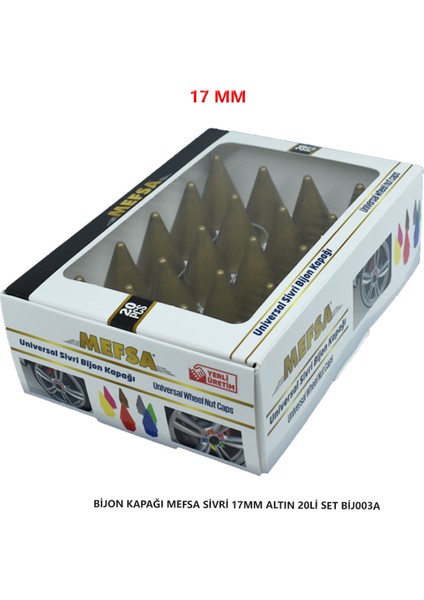 Bijon Kapağı Sivri 17 mm Altın 20 Li Set