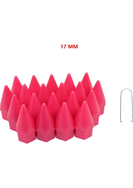 Bijon Kapağı Sivri 17 mm Pembe 20 Li Set