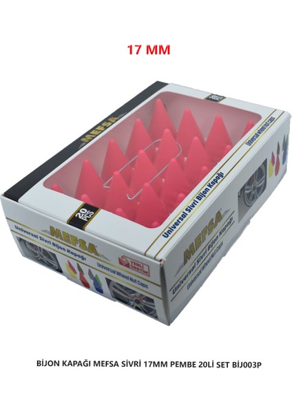 Bijon Kapağı Sivri 17 mm Pembe 20 Li Set