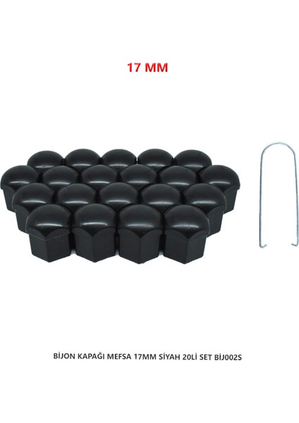 Bijon Kapağı Düz 17 mm Siyah 20 Li Set