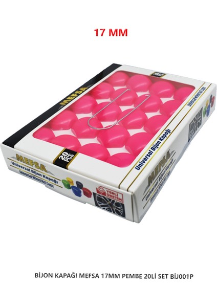 Bijon Kapağı Düz 17 mm Pembe 20 Li Set fiyatları