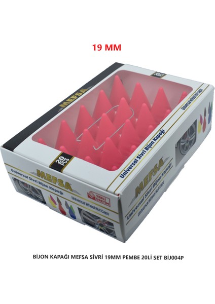 Bijon Kapağı Sivri 19 mm Pembe 20 Li Set