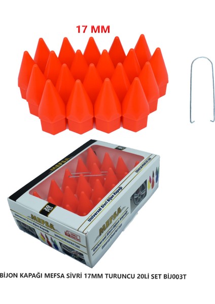 Bijon Kapağı Sivri 17 mm Turuncu 20 Li Set