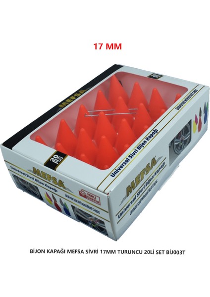 Bijon Kapağı Sivri 17 mm Turuncu 20 Li Set fiyatları