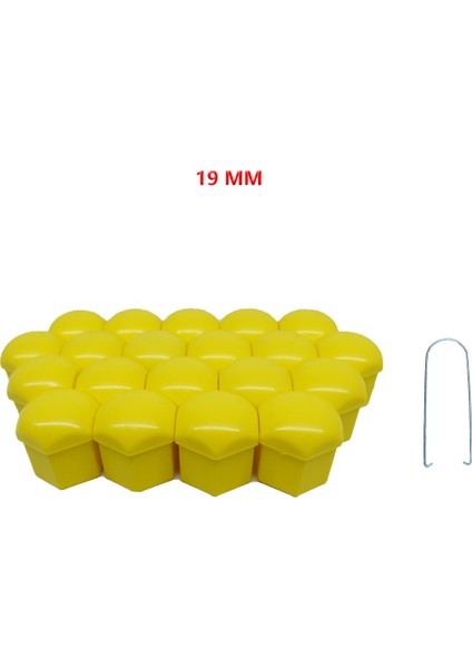 Bijon Kapağı Düz 19 mm Sarı 20 Li Set