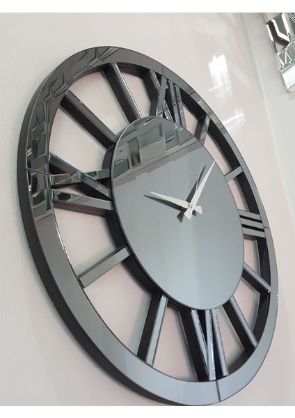 Circle Roma Smoked Model Füme Renk 60 Cm Dekoratif Aynalı Duvar Saati modelleri