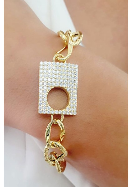 Altın İşçiliği 925ayar Gümüş Üzerine Altın Kaplama Tasarım Hallow Bileklik