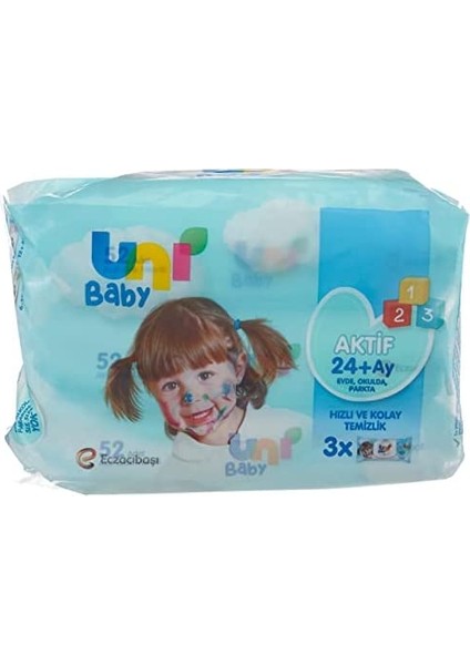 Uni Baby 156 Yaprak Islak Mendil Beyaz (3 x 52 Adet) 7904250