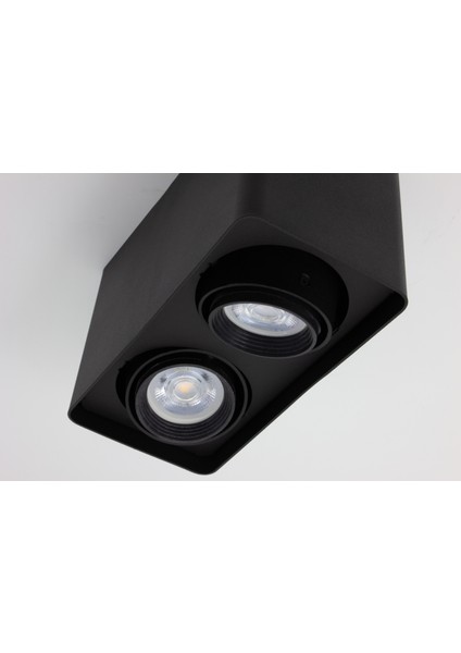 Frog Twin Siyah Renk Kare Sıva Üstü Spot Dekoratif Modern Aydınlatma 3000K GU10 Duy LED Ampul Dahil fiyatları