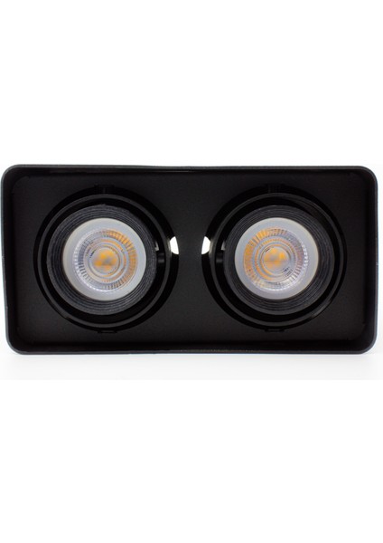 Frog Twin Siyah Renk Kare Sıva Üstü Spot Dekoratif Modern Aydınlatma 3000K GU10 Duy LED Ampul Dahil fırsatları