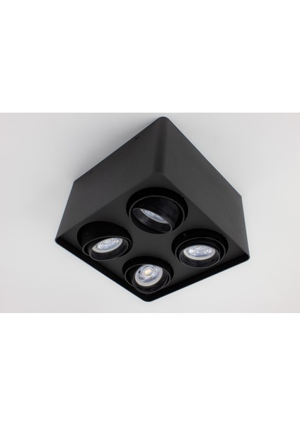 Frog Quad Siyah Renk Kare Sıva Üstü Spot Dekoratif Modern Aydınlatma 3000K GU10 Duy LED Ampul Dahil fiyatları