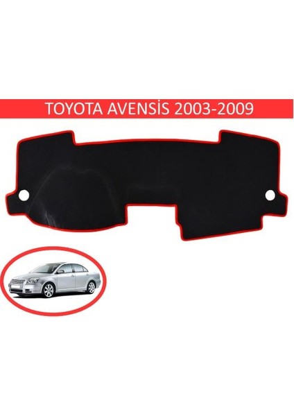 2003-2009 Modellerine Uygun Toyota Avensis Torpido Koruma Halısı Siyah Kenar Renk Kırmızı