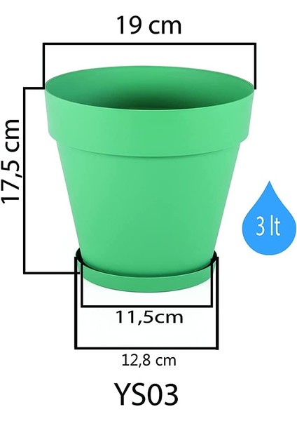 YS03 Yalı Saksı Drenaj Aparatlı Tabaklı Dekoratif Saksı 19CM, 3 Litre Kirli Beyaz fiyatları