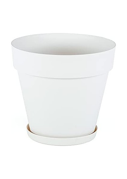 YS03 Yalı Saksı Drenaj Aparatlı Tabaklı Dekoratif Saksı 19CM, 3 Litre Kirli Beyaz fırsatları