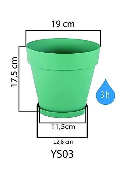 YS03 Yalı Saksı Drenaj Aparatlı Tabaklı Dekoratif Saksı 19CM, 3 Litre Kirli Beyaz indirimleri