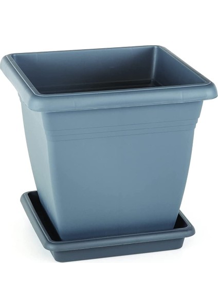 VK02 Villa Kare Saksı No:2 Tabaklı 25,5 Cm, 9 Litre Antrasit