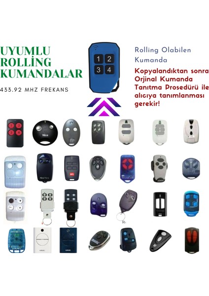 Rollıng (Bft, Nıce, Hıland,faac Vb. ) Olabilen Akıllı Kumanda modelleri
