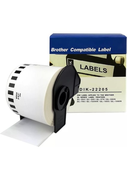 Brother QL-600B DK-22205 62MM Sürekli Form Termal Etiket, 30 Metre (Muadil)