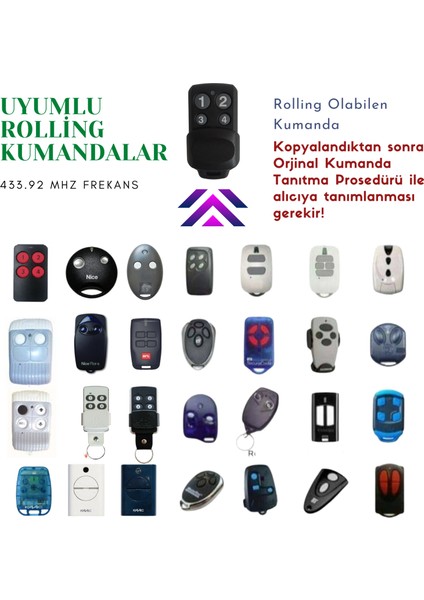 Rollıng ( Bft,nıce,hıland, Faac Vb. ) Olabilen Akıllı Kumanda modelleri