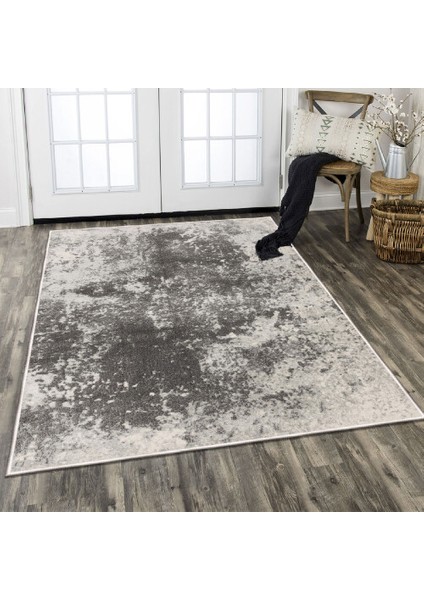 Dekoratif Özel Tasarım Pamuklu Dokuma Taban Yumuşak Dokulu Halı Siyah 80 x 120 cm