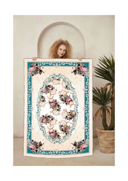 Dekoratif Özel Tasarım Şönil Dokuma Taban Yumuşak Dokulu Halı Renkli 80 x 120 cm