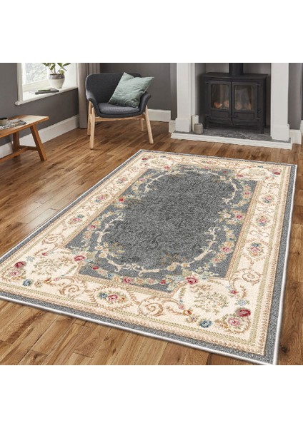 Dekoratif Özel Tasarım Pamuklu Dokuma Taban Yumuşak Dokulu Halı Antrasit 80 x 120 cm