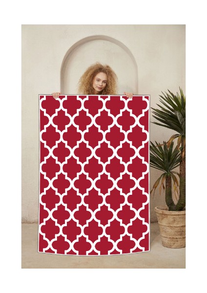Dekoratif Özel Tasarım Pamuklu Dokuma Taban Yumuşak Dokulu Halı Beyaz 80 x 120 cm