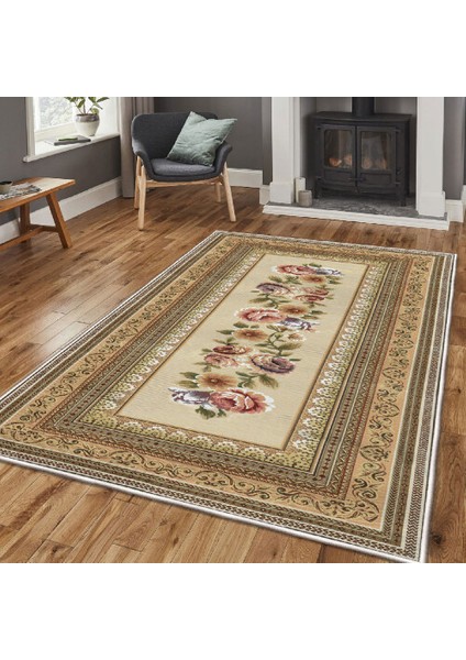 Dekoratif Özel Tasarım Pamuklu Dokuma Taban Yumuşak Dokulu Halı Kahverengi - Krem Rengi 80 x 120 cm modelleri