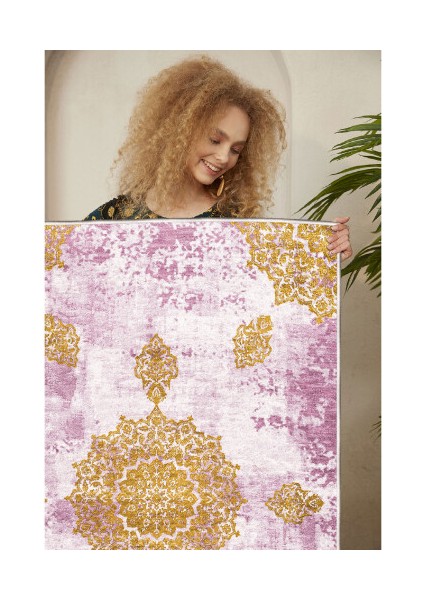 Dekoratif Özel Tasarım Pamuklu Dokuma Taban Yumuşak Dokulu Halı Mor 80 x 120 cm fiyatları