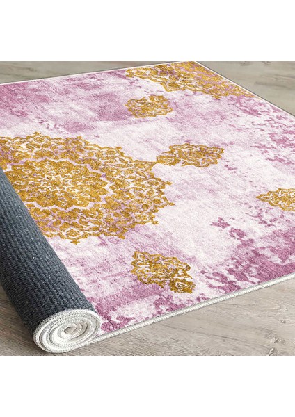 Dekoratif Özel Tasarım Pamuklu Dokuma Taban Yumuşak Dokulu Halı Mor 80 x 120 cm indirimleri