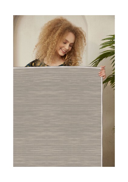 Dekoratif Özel Tasarım Pamuklu Dokuma Taban Yumuşak Dokulu Halı Vizon 80 x 150 cm