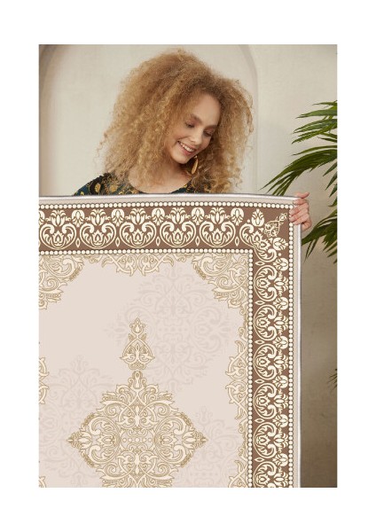 Dekoratif Özel Tasarım Pamuklu Dokuma Taban Yumuşak Dokulu Halı Kahverengi 80 x 120 cm fırsatları