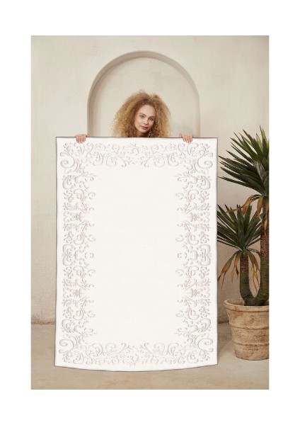 Dekoratif Özel Tasarım Pamuklu Dokuma Taban Yumuşak Dokulu Halı Bej 80 x 150 cm modelleri