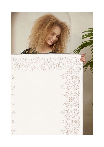 Dekoratif Özel Tasarım Pamuklu Dokuma Taban Yumuşak Dokulu Halı Bej 80 x 150 cm fırsatları