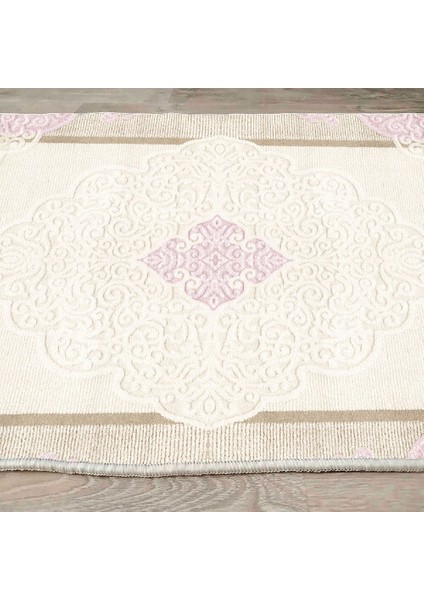 Dekoratif Özel Tasarım Pamuklu Dokuma Taban Yumuşak Dokulu Halı Pembe 80 x 120 cm indirimleri