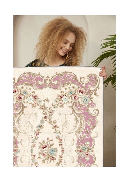 Dekoratif Özel Tasarım Pamuklu Dokuma Taban Yumuşak Dokulu Halı Fuşya 80 x 120 cm fırsatları