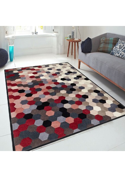 Dekoratif Özel Tasarım Pamuklu Dokuma Taban Yumuşak Dokulu Halı Renkli 80 x 120 cm