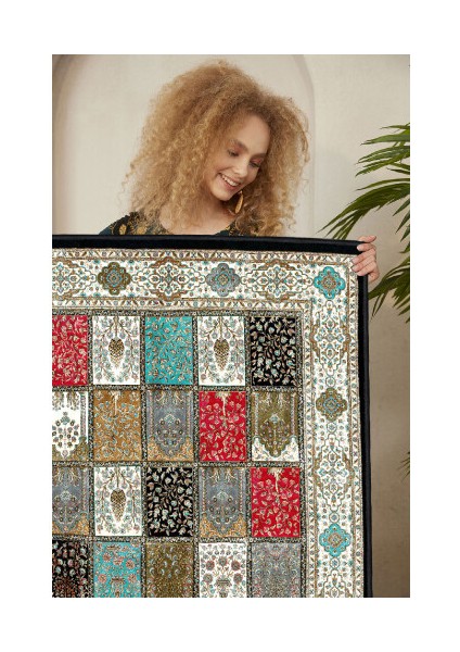 Dekoratif Özel Tasarım Pamuklu Dokuma Taban Yumuşak Dokulu Halı Renkli 80 x 120 cm