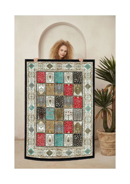 Dekoratif Özel Tasarım Pamuklu Dokuma Taban Yumuşak Dokulu Halı Renkli 80 x 120 cm